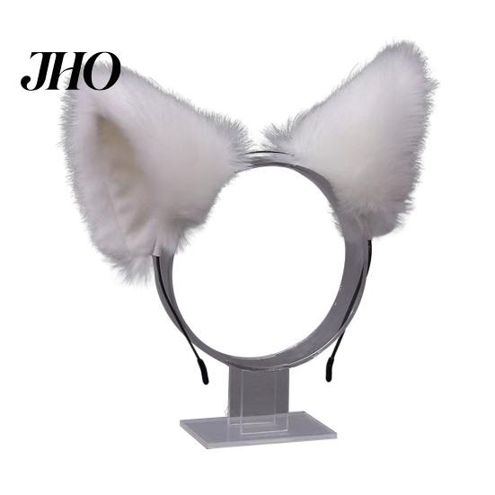 Tiara Ajustável Orelhas de Gato de Pelúcia Cosplay Festa Halloween Feito à Mão Leve Aro de Cabelo Adereço para Fotografia de Ambiente Festivo