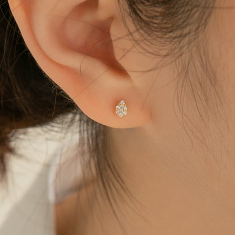 LUNNE 14k Mini Waterdrop Q Piercing (14k Gold) (Bar Thickness 1mm) #PIB16