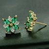 Green/White Cz Flower Stud Earrings Temperament Ear Piercing Accessories For Women Wedding Party Exquisite Girl Jewelry