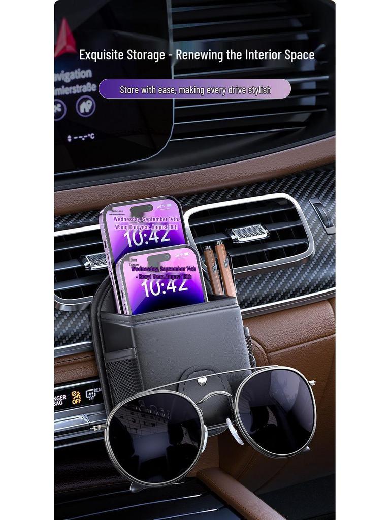 Car Air Vent Storage Organizer: Phone & Eyeglass Holder