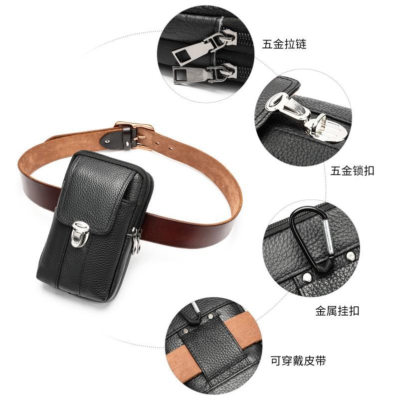 New Genuine Leather Men's Waist Bag Work Multifunctional Belt Wearing Mobile Phone Head Cover Layer Cowhide