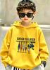 Fall/Winter Retro Fishing Bait Pattern "See You Later" Children's Hooded Sweatshirt Loose and Comfortable Warm Hooded Shirt