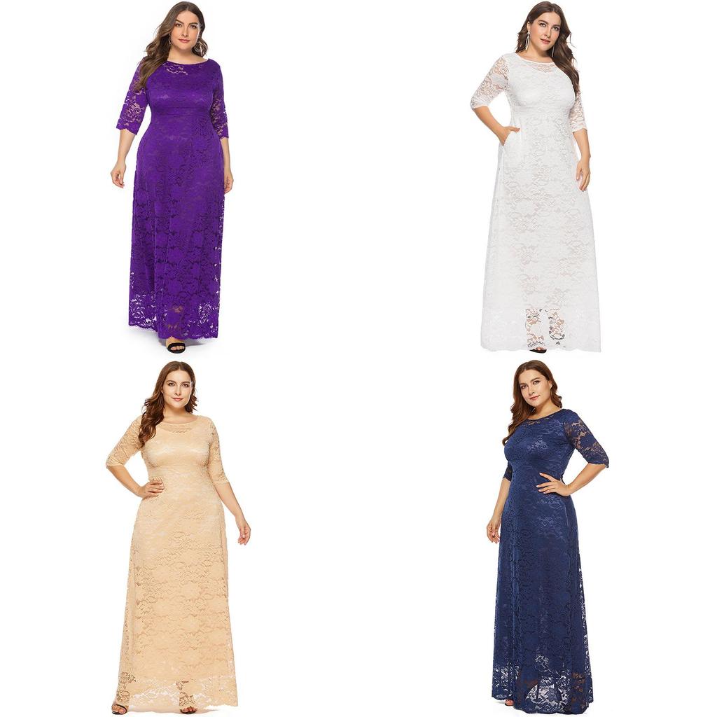 Elegant Women's Lace Hollow Design Maxi Dress For Formal Evening And Cocktail Parties