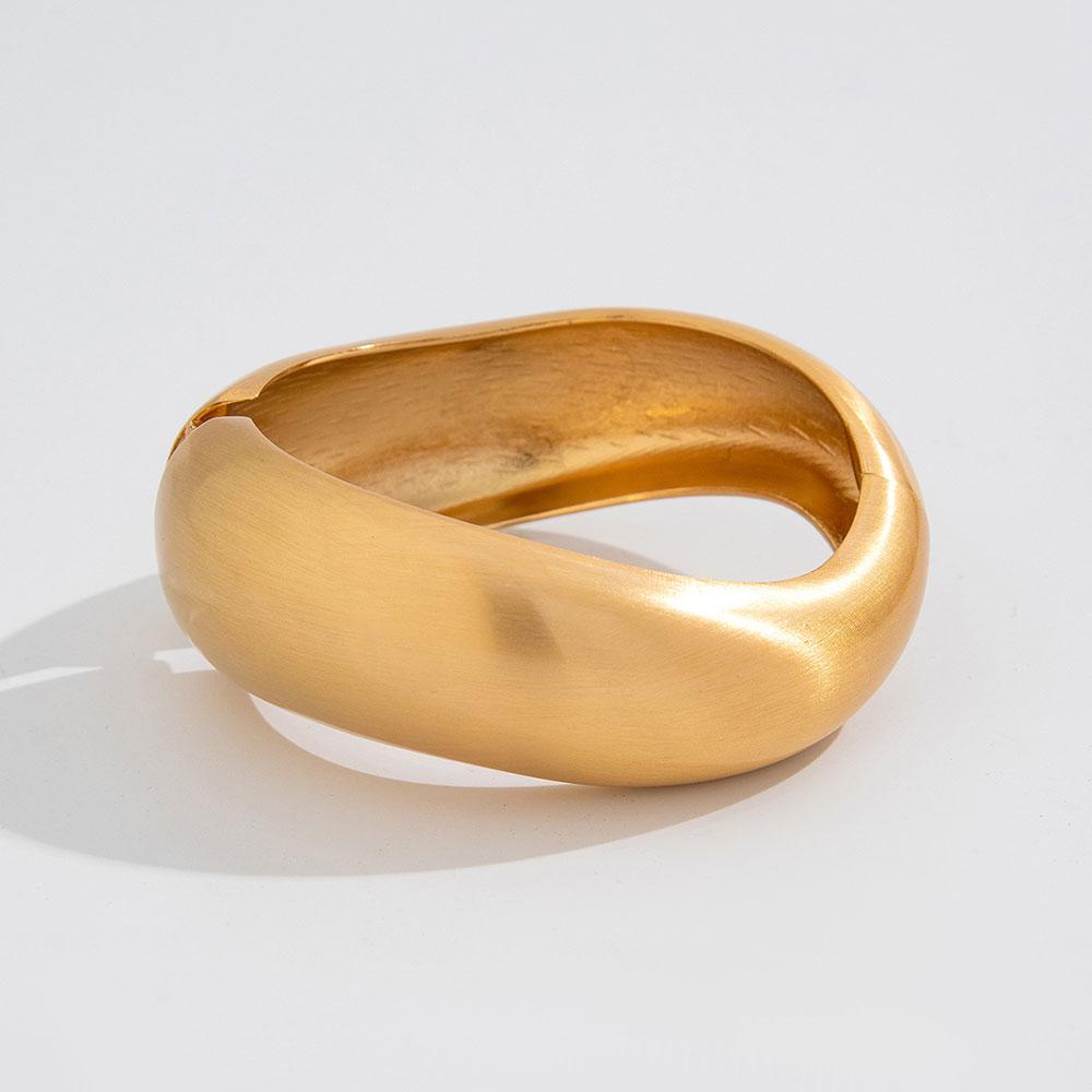 Chunky Heavy Frosted Matte Metal Geometric Wide Bangles for Women Open Cuff Thick Irregular Bangle Bracelets Punk Jewelry
