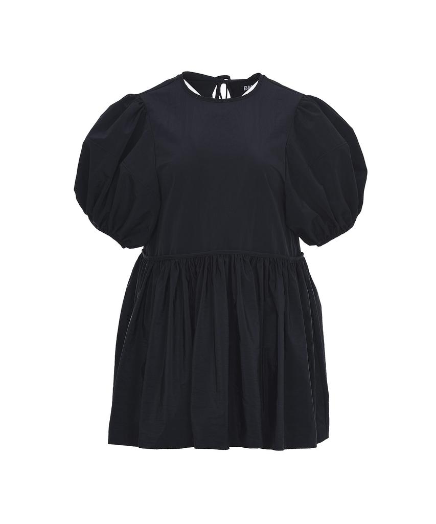 BMUETTE Puff Sleeve Shirred Blouse Black