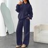 Damen Casual Kapuzenpullover Weite Hosen Set - Baumwollmischung Lockerer Schnitt 10 Farben