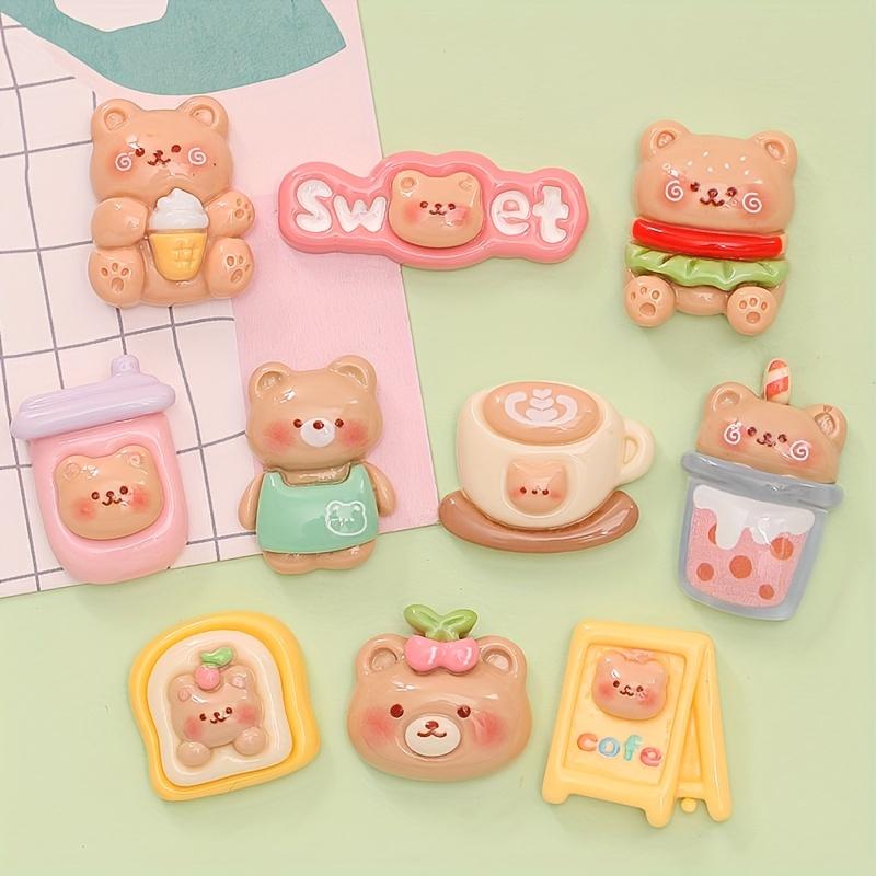 Lot de 10 aimants de réfrigérateur personnalisés en résine, style mixte, motif ours mignon, avec colle gratuite