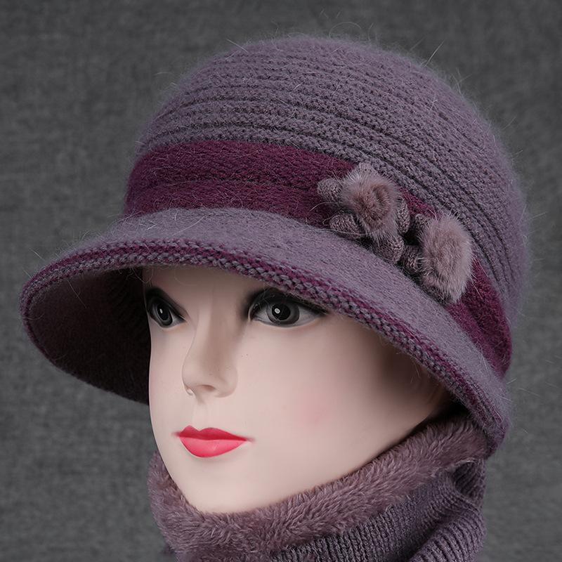 Winter Mother Hat Female Warm Versatile Grandma Basin Hat Velvet Cycling Cold Bucket Hat