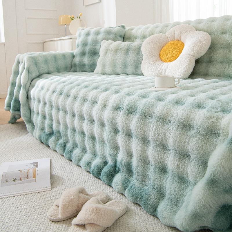 

Новый Зимний Плед-покрывало на диван из кроличьего меха с градиентом, Защита от царапин кошек, Чехол на подушку, Универсальный чехол 180*130cm