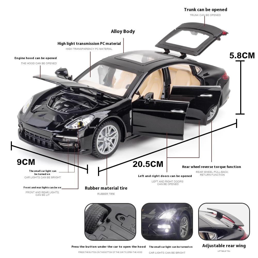 1/24 Porsche Panamera Metal Die-cast Sports Car Model Simulation Sound and Light Sedan Model Can Collect Ornaments for Boys Birthday Gifts