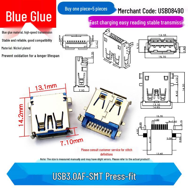 USB 3.0 Type A Male To Female 90/180 Degree and Type B Female Square Port Connector