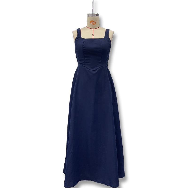2025 Summer European & American Women's Square Neck Sleeveless Waist-Hugging Dress