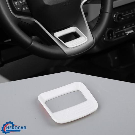 Interior  Steering Wheel Trim  Panel Cover Decor  For Ford Bronco +White ABS