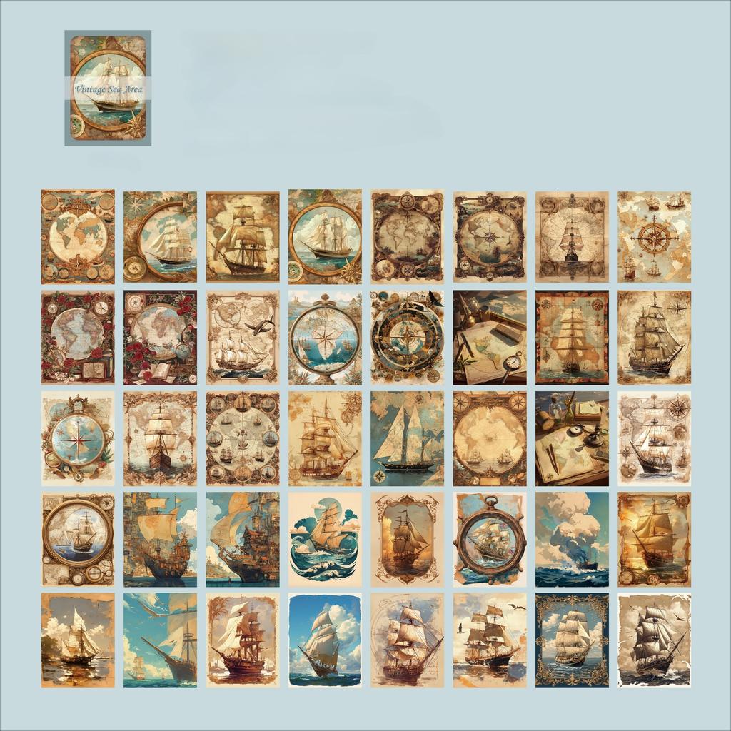 Vintage Antique Painting Collection Material Paper Scrapbook Materials DIY Photo Album Collage Journal