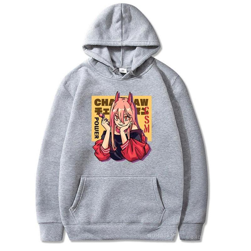2026 Anime Power Chainsaw Man Makima Warm Hoodie Kawaii Girl Graphic Harajuku Cartoon Otaku Sweatshirt Autumn Winter Sweatshirt