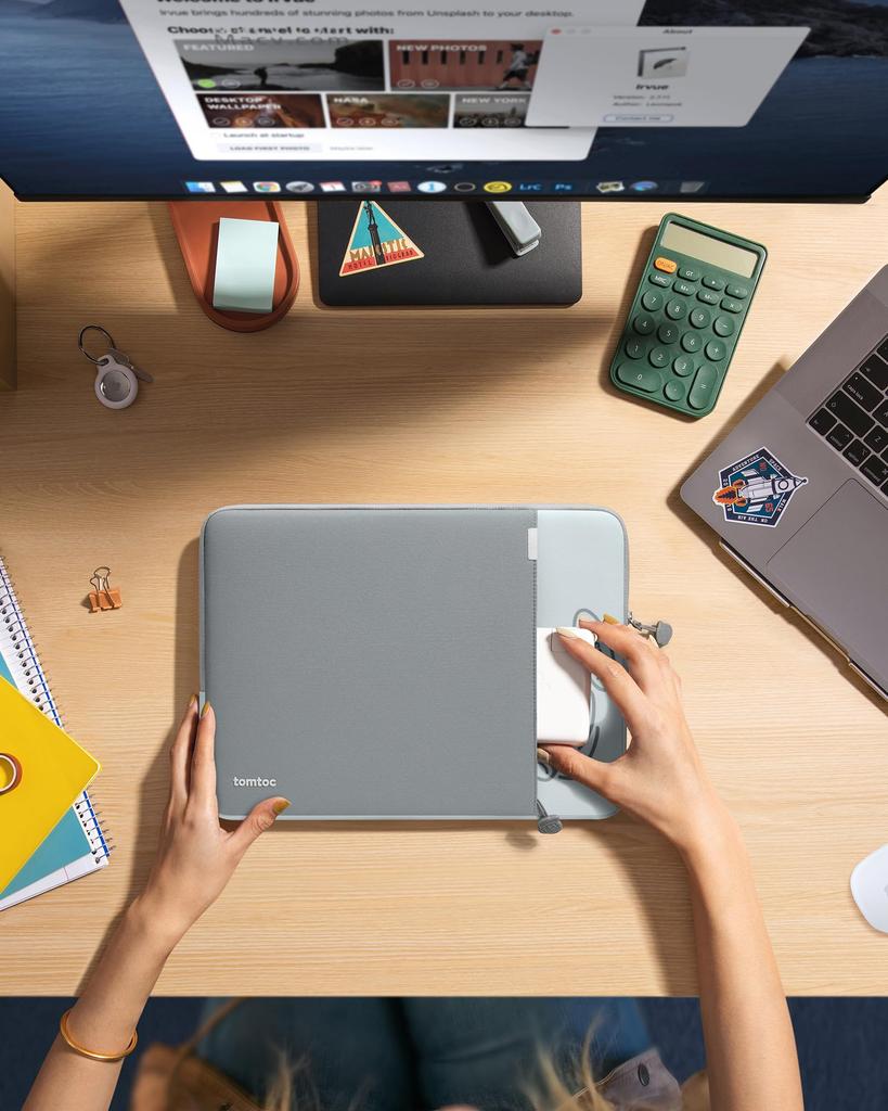 tomtoc Protection Laptop Case for MacBook Pro Impact Resistant Notebook PC Case Sleeve Laptop Inner Bag Lightweight Light Gray 360° 14-inch