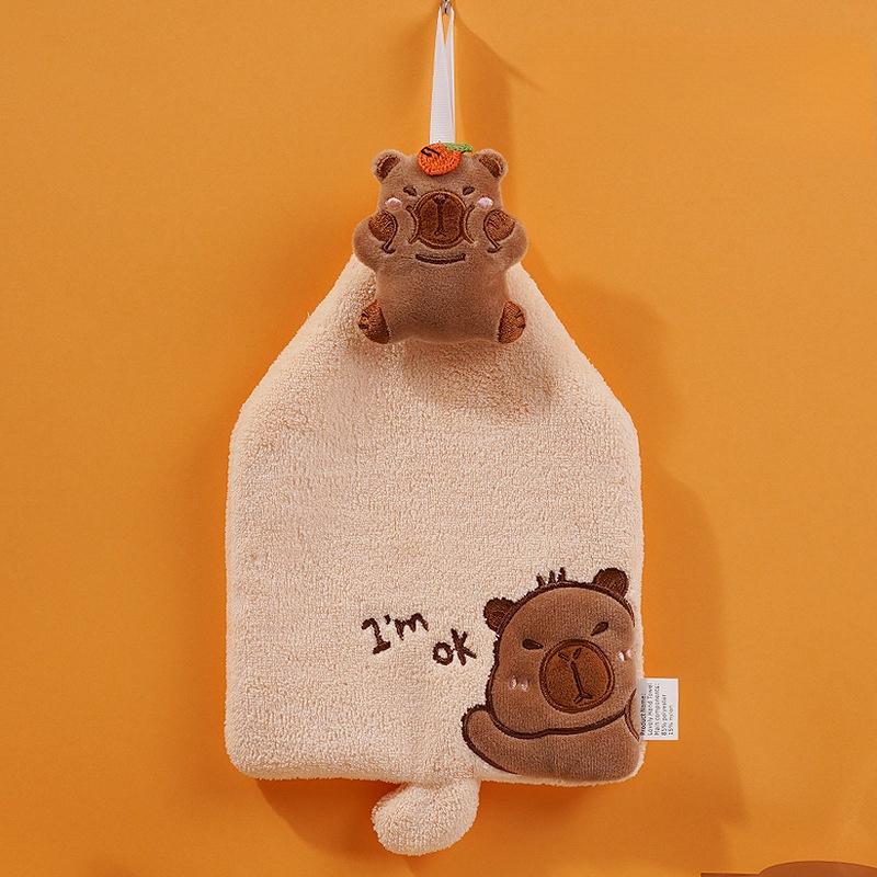 

Мультяшное подвесное полотенце для рук, коралловый флис, утолщенное впитывающее кухонное полотенце, детское сувенирное полотенце, быстросохнущий носовой платок коричневый