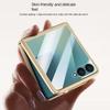 Electroplate Spring Hinged Leather Tempered Glass Protect Case For Samsung Galaxy Z Flip7 Flip 7 All-inclusive Cover