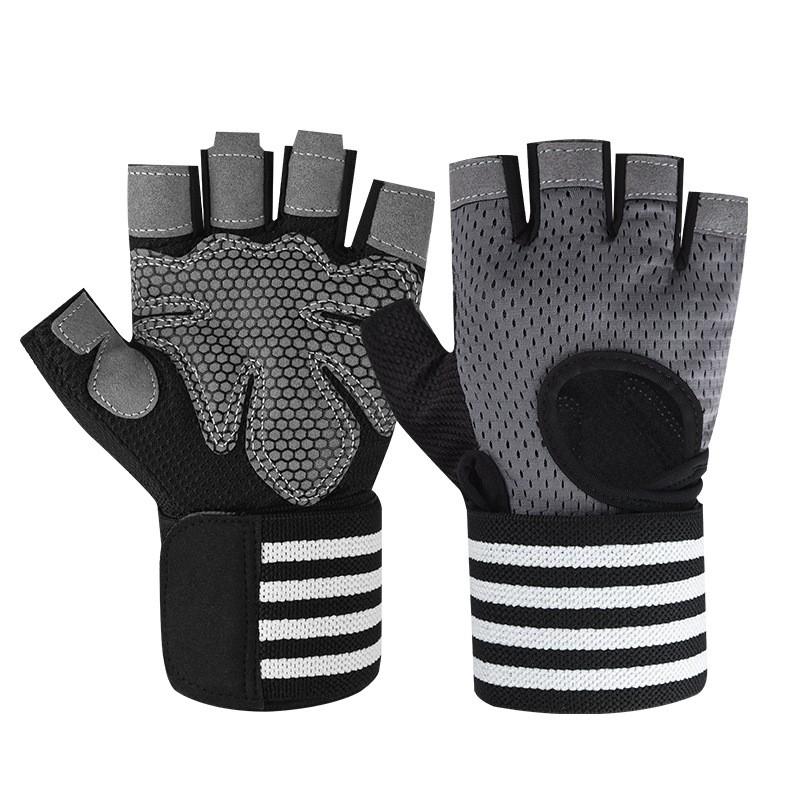 Gym Workout Gloves Half-Finger With Wrist Support Anti-Slip Durable Men Women Fitness Training