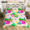 Kawaii Rabbit Duvet Cover Cute Pet Animal Comforter Cover Boho Floral Easter Eggs Bedding Set Happy Easter Gifts for Girls Teens