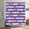 Red Anchors Blue Striped Shower Curtain Waterproof Polyester Bathroom Decor Set