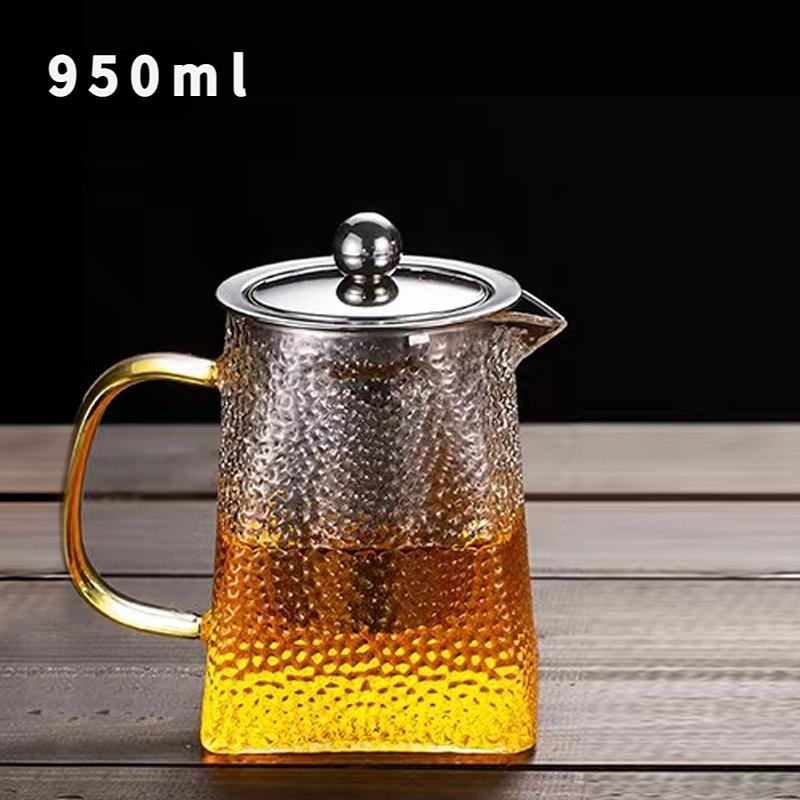 High Quality Hammer Glass Teapot With Stainless Steel Filter Puer Tea Maker Heat Resistant Glass Teapot and Cup Set Kettle Pot