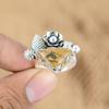 Natural Mookaite Multi Stone Flower Adjustable Ring 925 Silver For Women