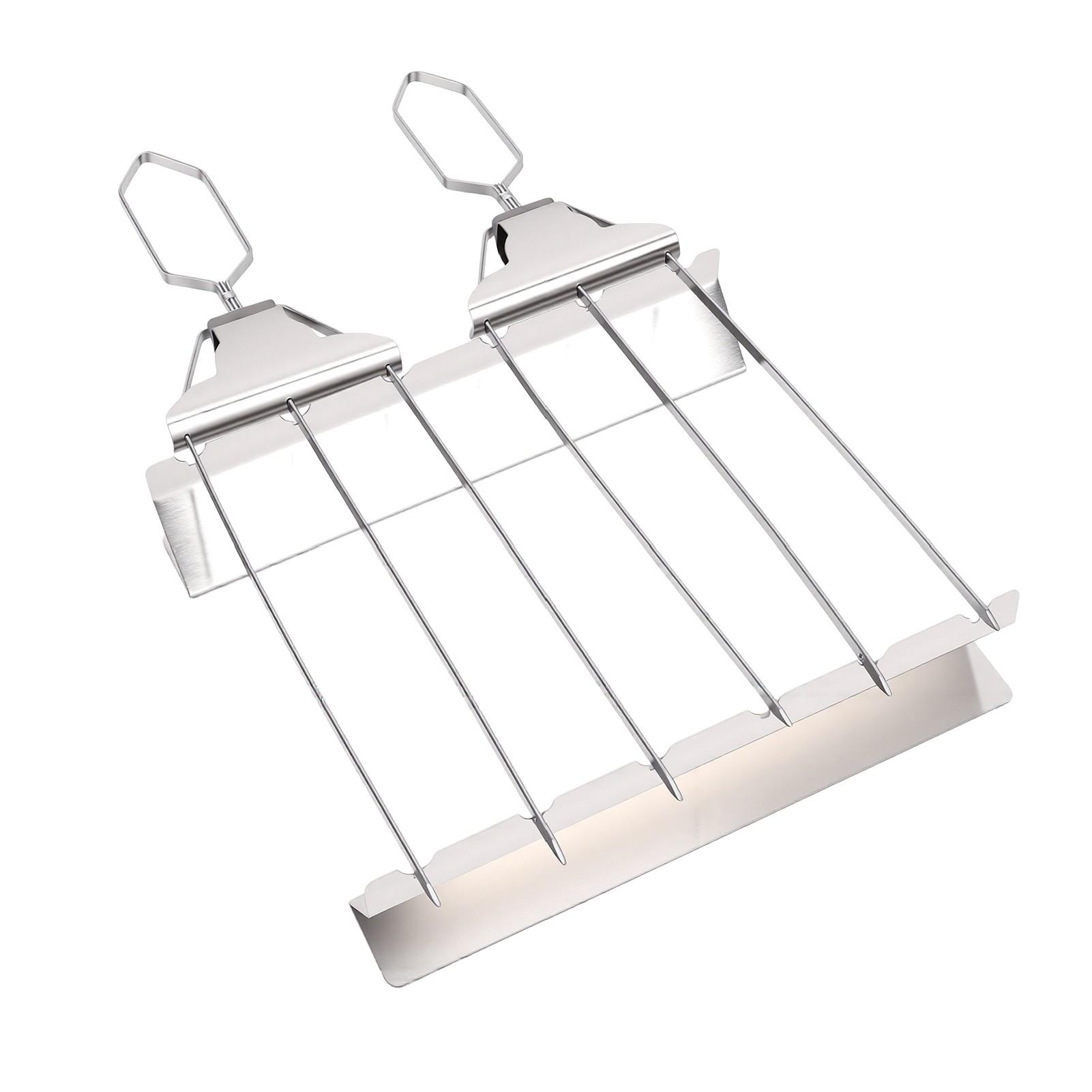 2PCS Stainless Steel BBQ Skewers Erosion Proof Rust Proof Three Prong Barbecue Fork For Camping Picnic