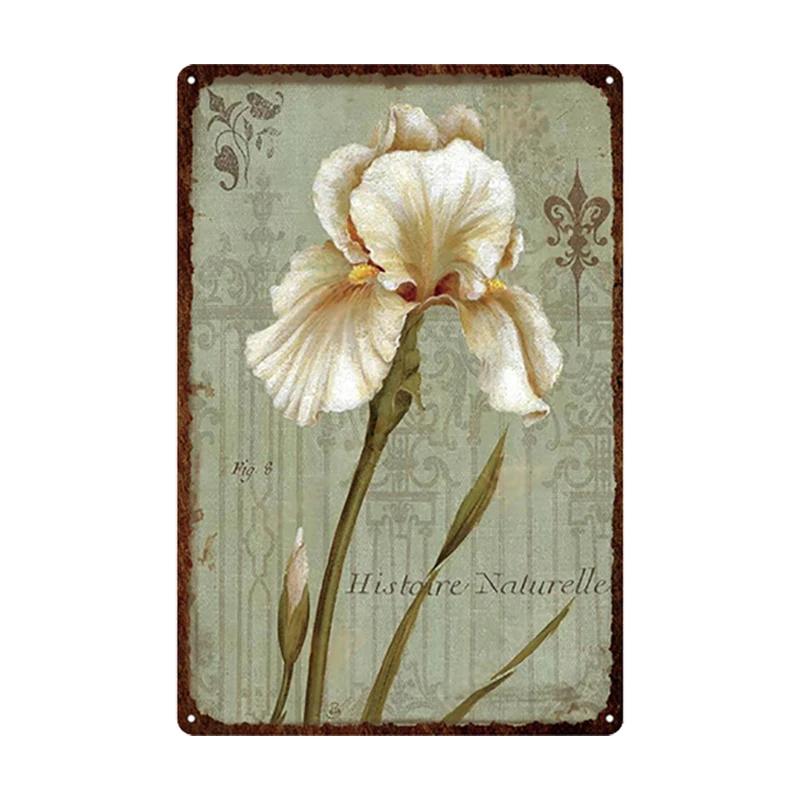 Flowers Metal Tin Sign Retro Plates Rose Peony Lavender Art Plaque Vintage Poster Garden Room Home Wall Decor Gift