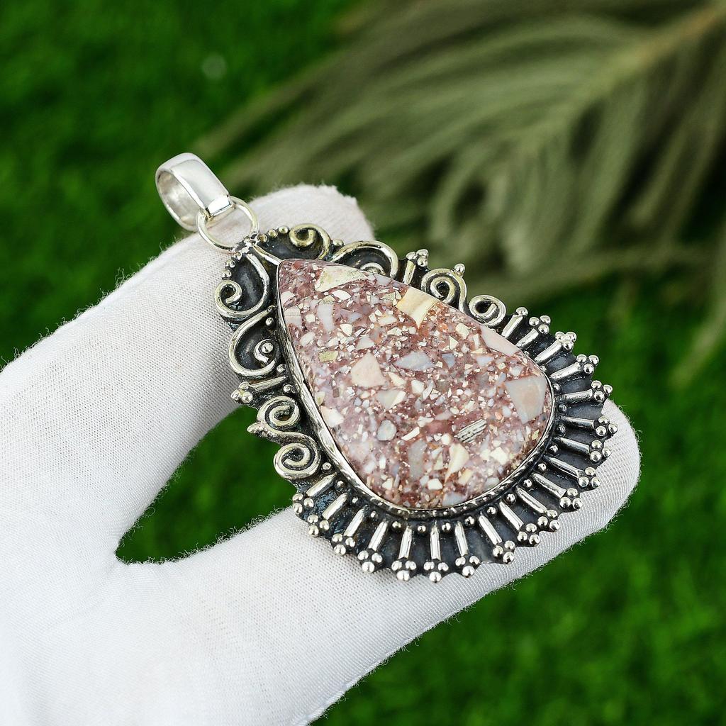 Red Brecciated Mookaite Gemstone New Bezel Pendant Jewelry 925 Sterling Silver