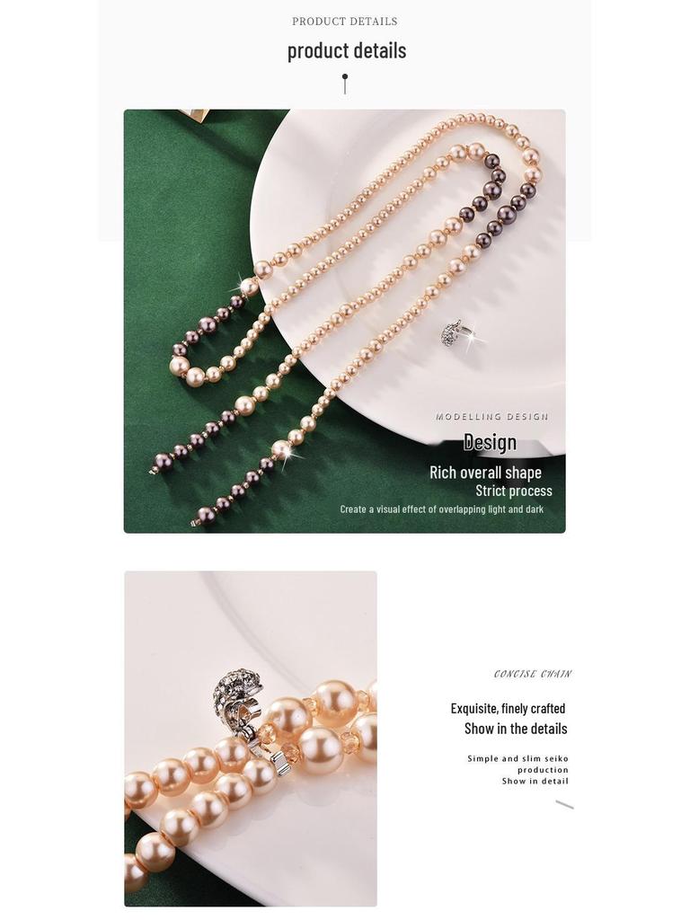 Buckle Pearl Sweater Chain: Fashionable and Versatile Mixed Color Long Necklace for Women