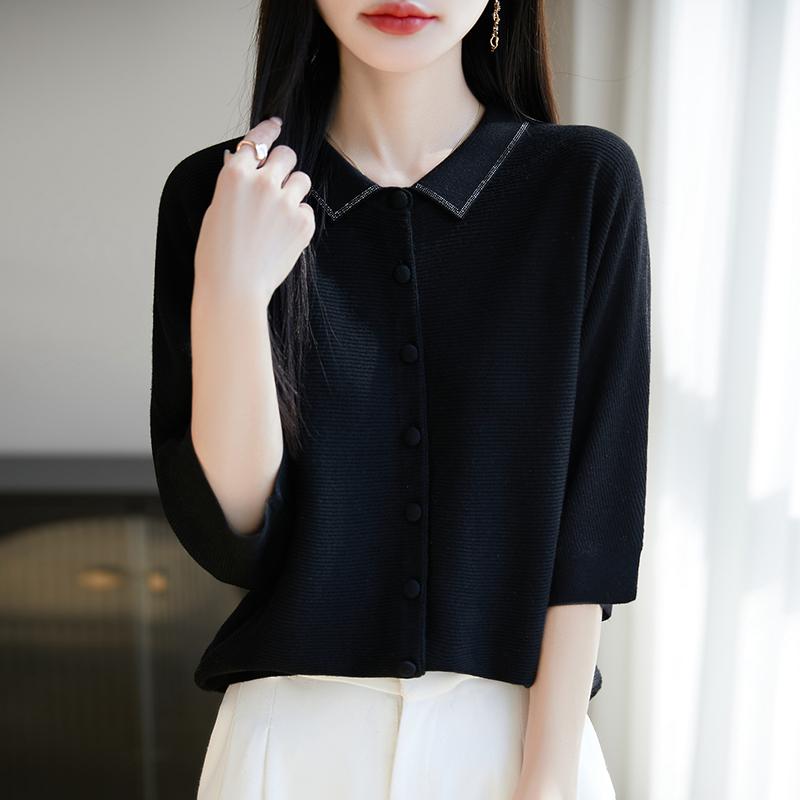 Leichte Strickjacke für Damen aus 50 % Wolle und 50 % Maulbeerseide – vielseitige Strickware für 4 Jahreszeiten für ganzjährigen Komfort und Stil