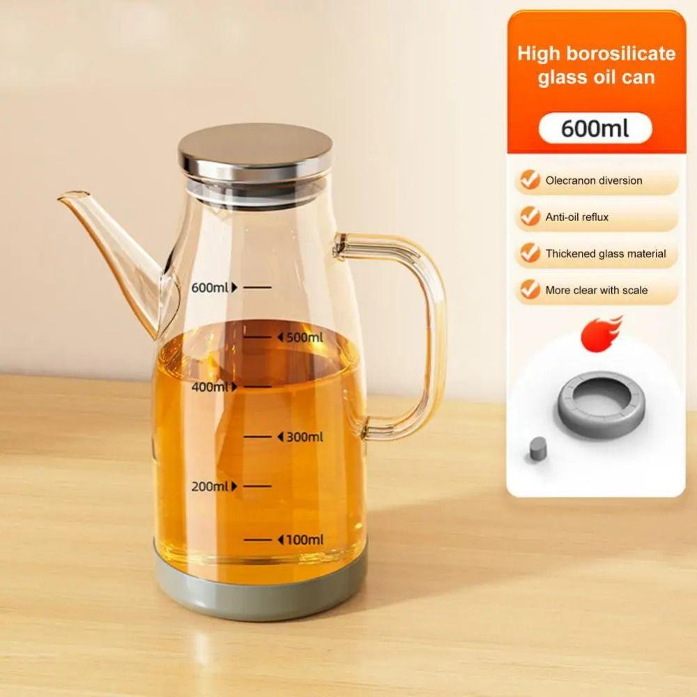 Leakproof Cooking Oil Bottle Large Capacity Glass Oil Cruet Container Vinegar Jug Seasoning