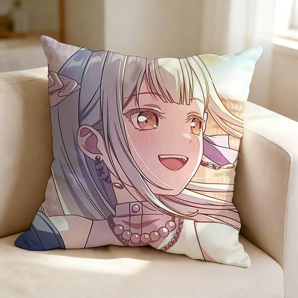 B-BanG Dream M-Mutsumi Wakaba Cute Pillow Case Square Double-Sided Sofa Cushion Cover Bedroom Bedside Pillow
