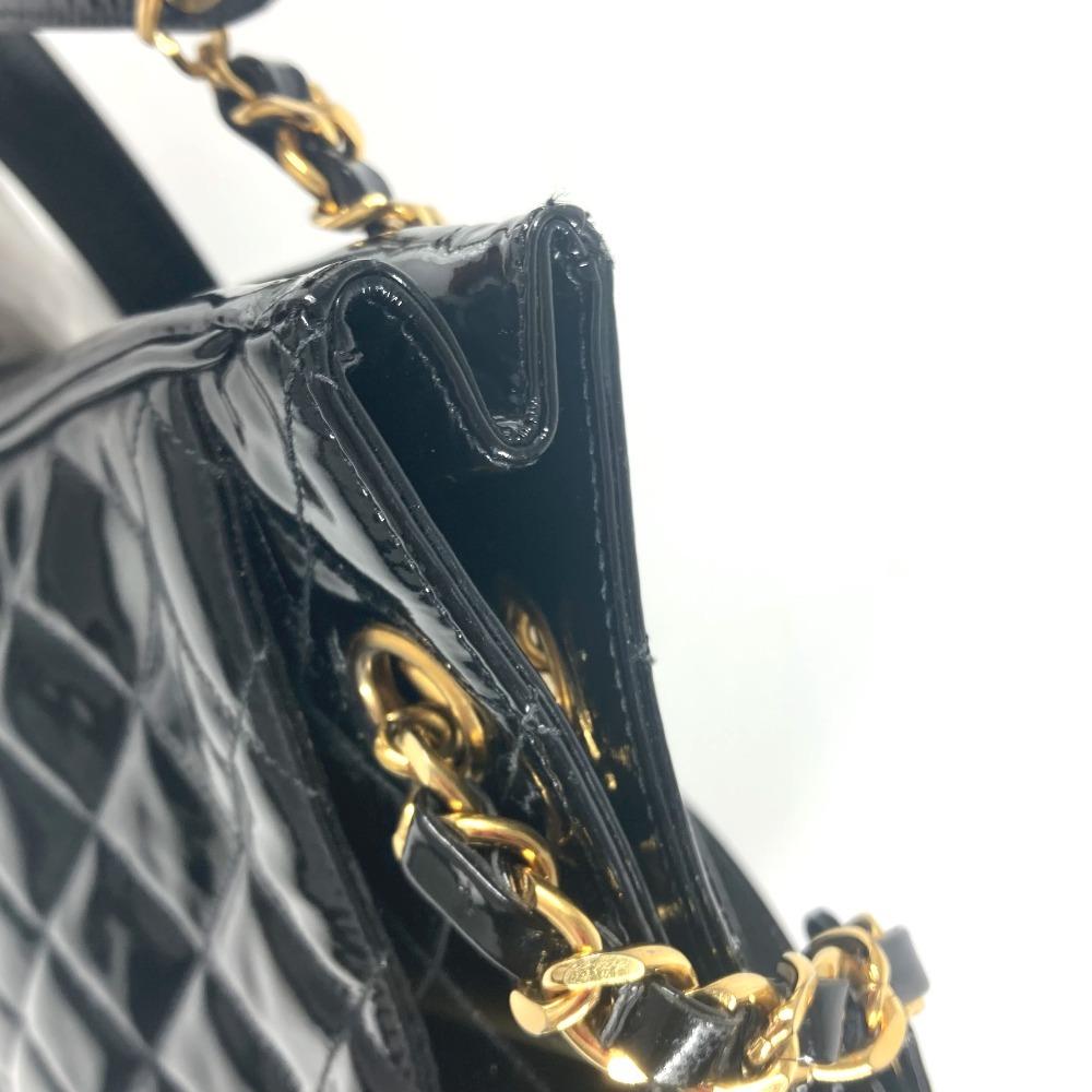 CHANEL Quilted Double Chain Bag Shoulder Bag enamel Black/Gold