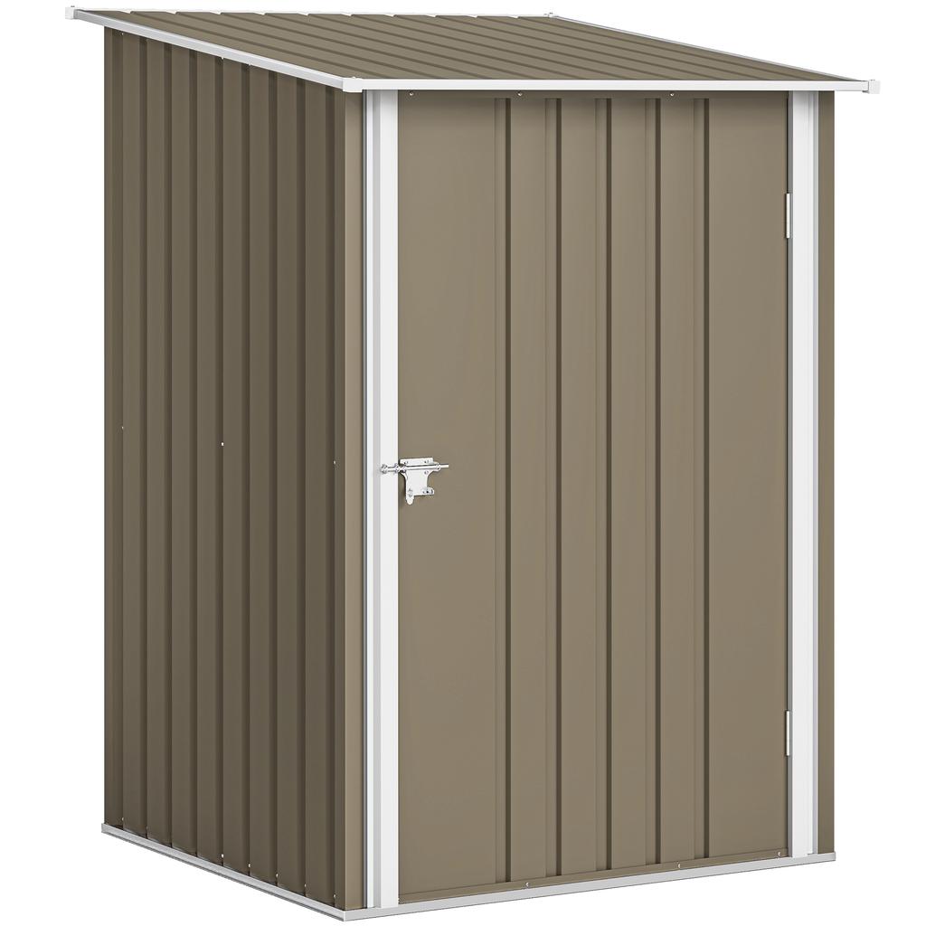 Garden Tool Shed In Galvanized Steel with Door, 100x104x160 Cm, Brown and White