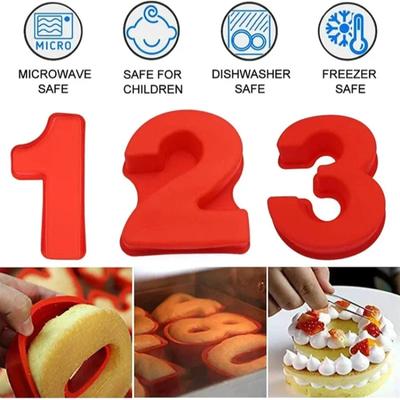 0-9 Silicone Numbers Cake Molds 10-Inch Large 3D Baking Pans DIY Chocolate Fondant Number Mould for Birthday Wedding Anniversary
