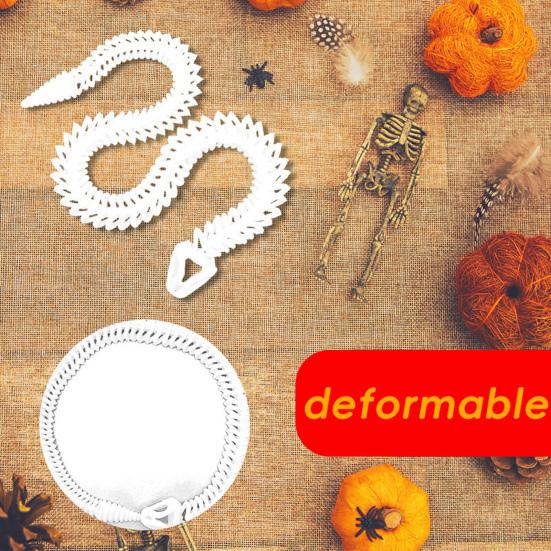 Halloween Skeleton Snake Toy Figurine Movable Joints Snake Bone Figure Articulated Animal Model Desktop Decoration Ornament