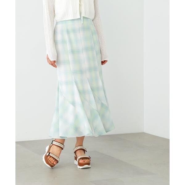 Jill by Jill Stuart Ombre Check Mermaid Long Skirt