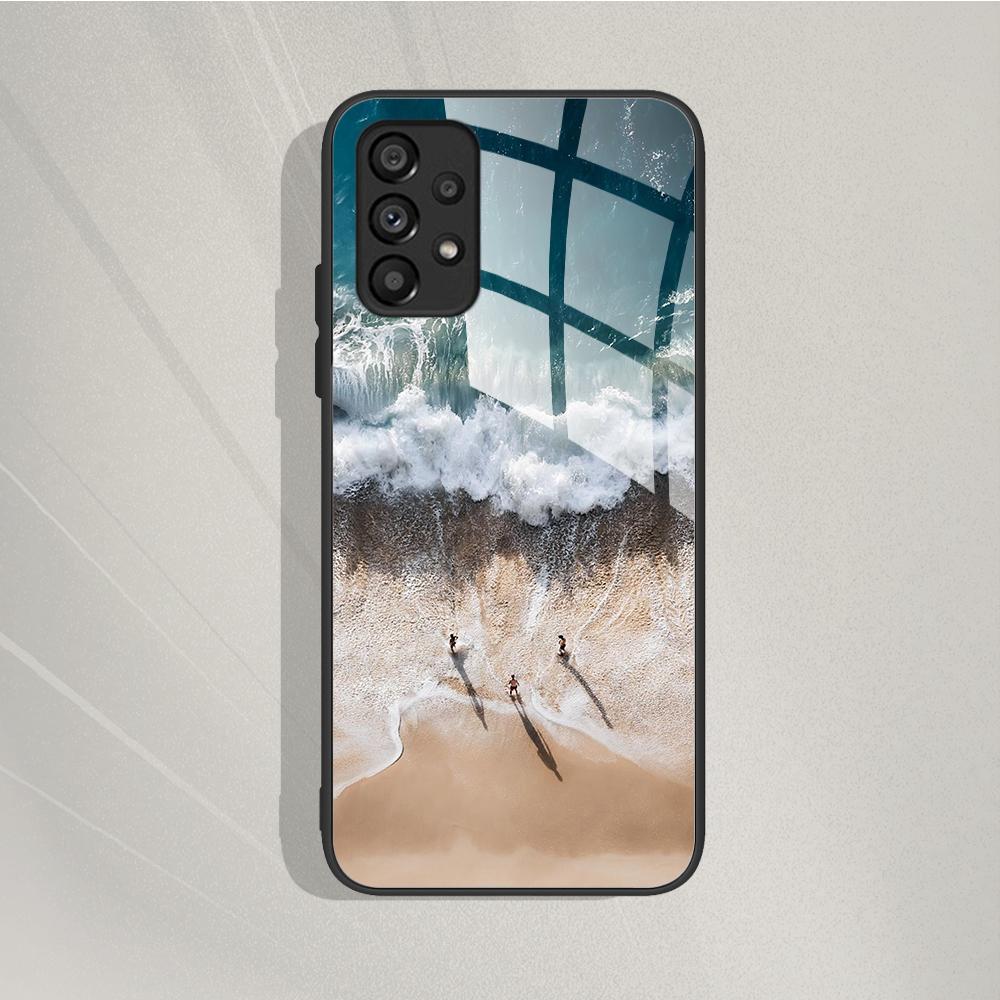 Case For Samsung Galaxy A72 Painted Tempered Glass Phone Cover For Samsung A72 A 72 5G A726B A725F Cases Silicone Bumper Coque