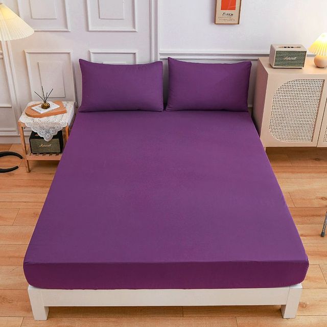 Solid Color Fitted Sheet Single And Double Bed Sheet Simple High -Grade Bed Sheets Soft Mattress Cover Sheet Protector