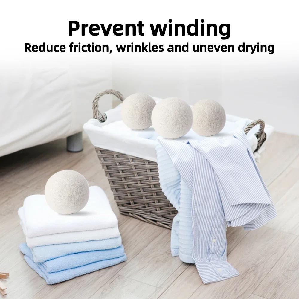 6/3/1pcs Wool Dryer Balls Reusable Fleece Laundry Ball Home Washing Softener Anti-static Sticky Hair Remover Machine Accessories