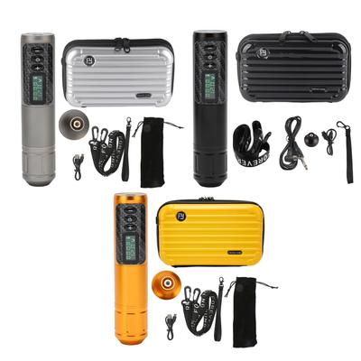 2 In 1 Wireless Rotary Tattoo Pen Kit Cartridge Needle OLED Display Stroke 3.5mm Tattoo Power Supply