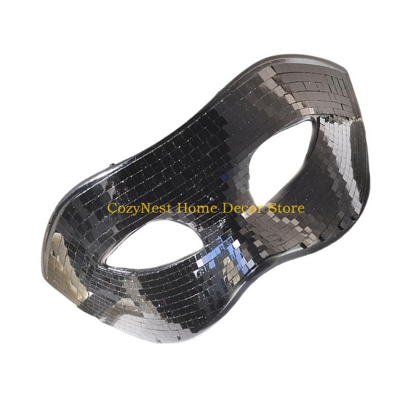 92MF Silver Discos Mask With Glittering Designs Breathable Party Mask Charm Ornament with Flashy Designs for Various Occasion