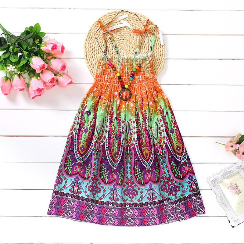 Shabohemian mother and daughter beach skirt parent-child suspender skirt girls floral vest skirt