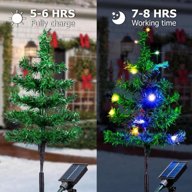 Christmas Tree Lights Solar Waterproof IP65 Durable Outdoor Decoration Lawn Balcony Easy Installation No Wiring Christmas Decora