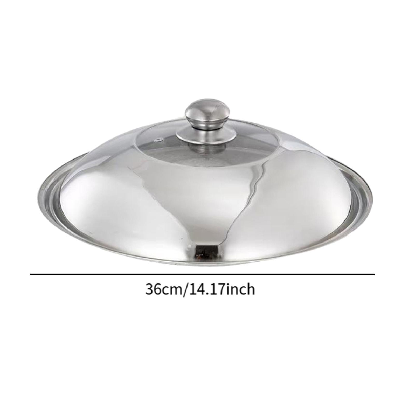 

Pot Cover Professional 36cm Household Stainless Steel Wok Lid Cover Skillet Lid Cooking Pot Lid for Cheese Griddle Kitchen