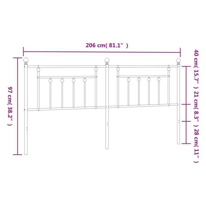 VidaXL Tête de lit métal blanc 200 cm 353624
