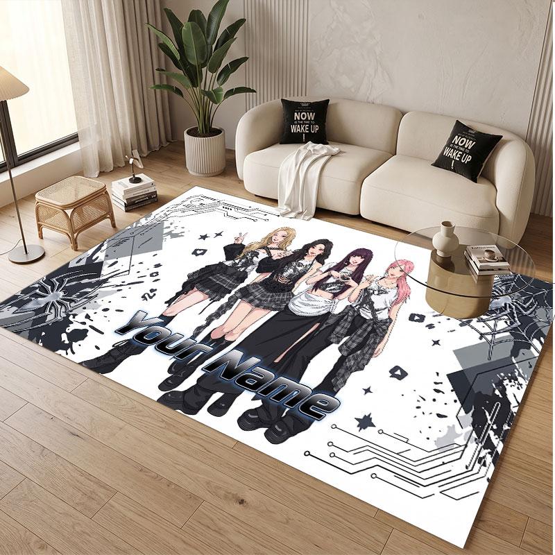 Custom Name Crystal Velvet Rug,aespa Comfortable Anti Slip Floor Mat For Room Decoration