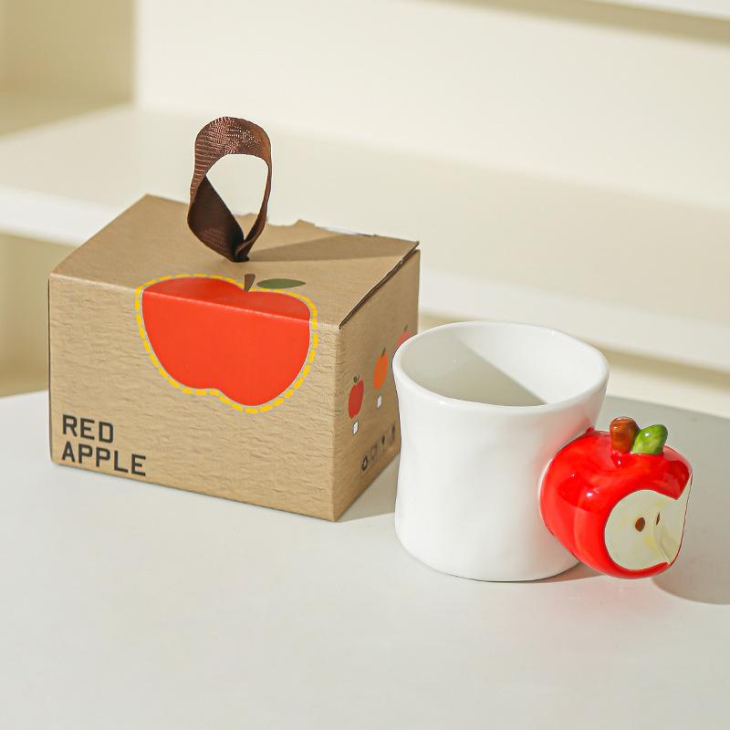 Creative Fruit Cup Mug Coffee Cup Opening Gift Ceramic Cup Cute Apple Peach Home Water Cup